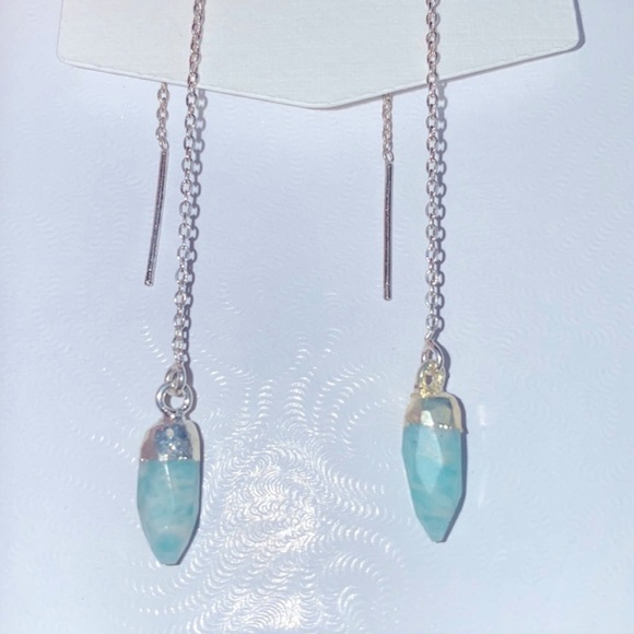 Semi-Precious Stone Sterling Threader Earrings - Picture 8 of 11